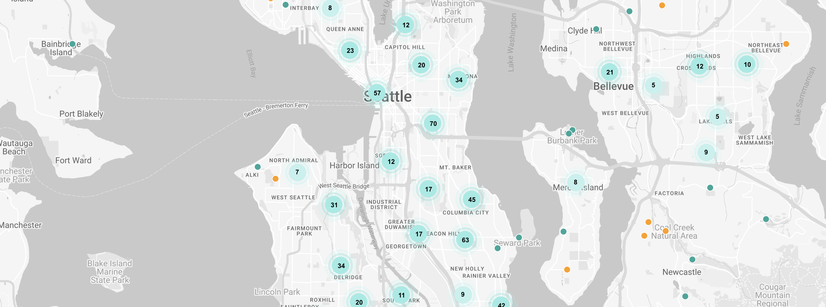 Screenshot of Elevate Washington map