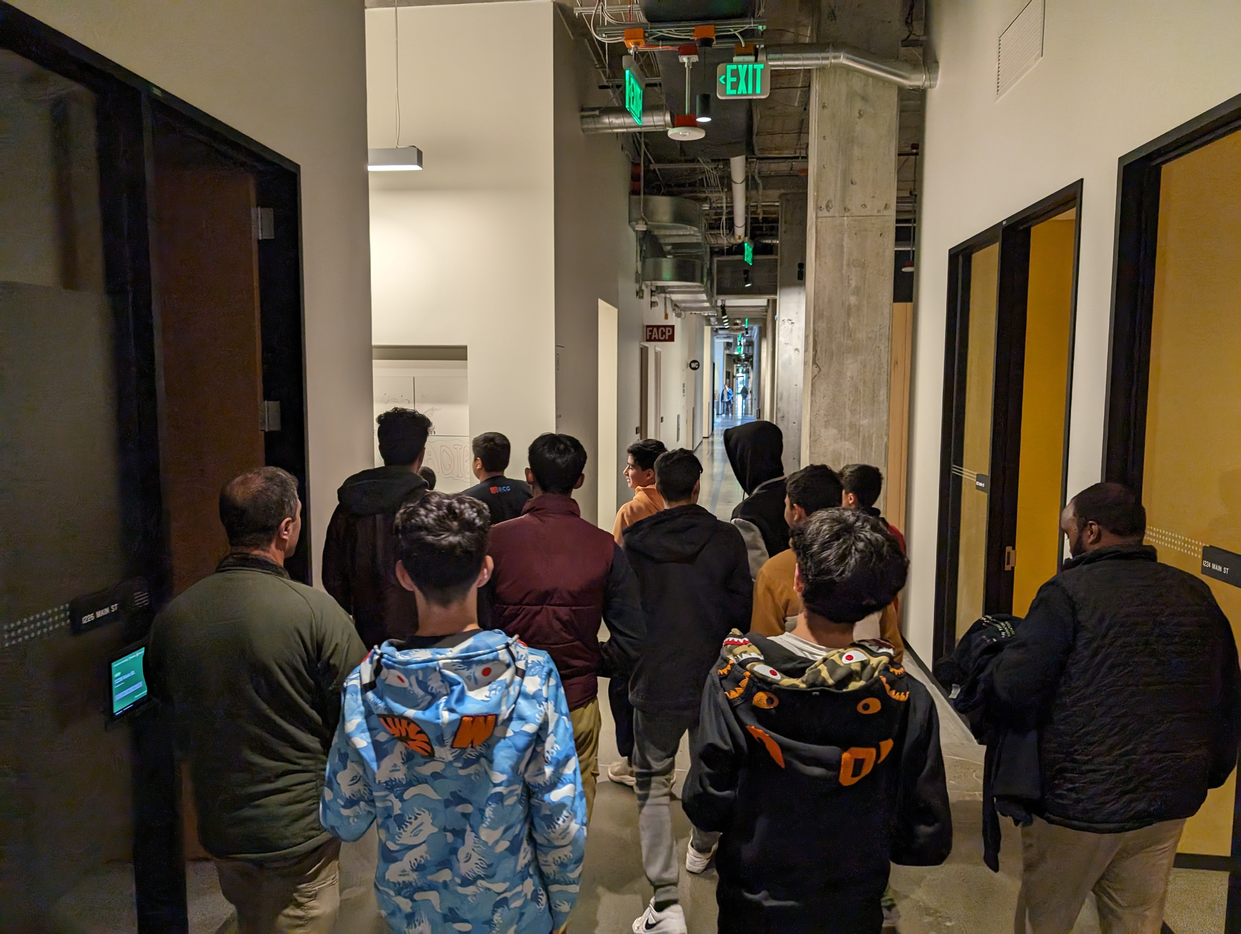 Students walking in a hallway